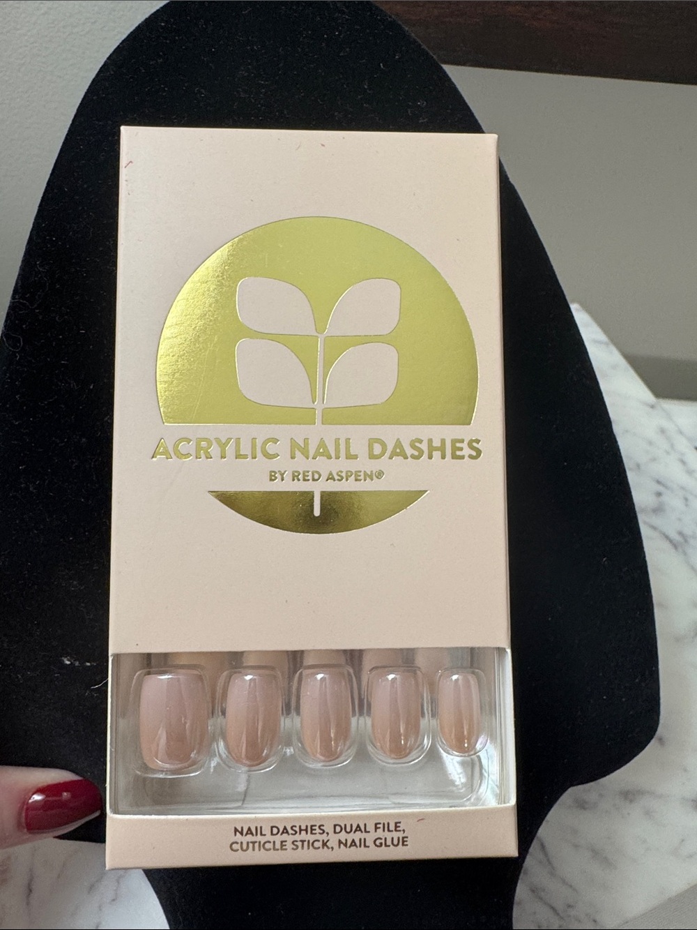 Red Aspen Acrylic Nail Dashes - Nude Pink NIB - Glowing Ginny